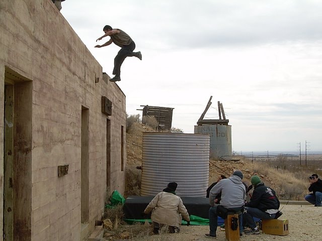 White wall face off stunt scene